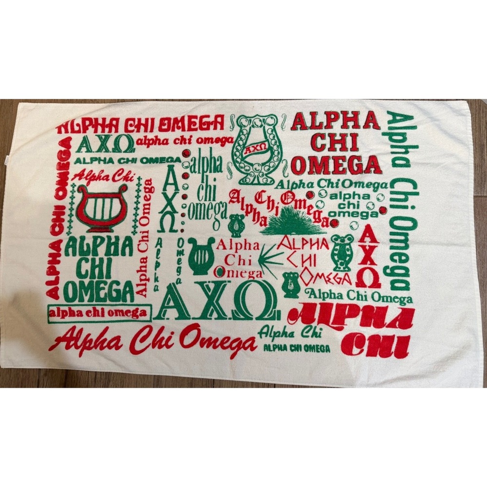 Alpha Chi Omega sorority beach towel Rare Authentic
